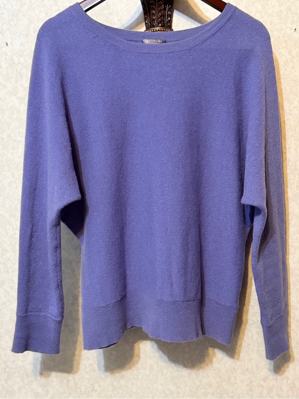 Charter Club 100% Cashmere Lavender Boat Neck Sweater Size L Soft Knit - Picture 2 of 9